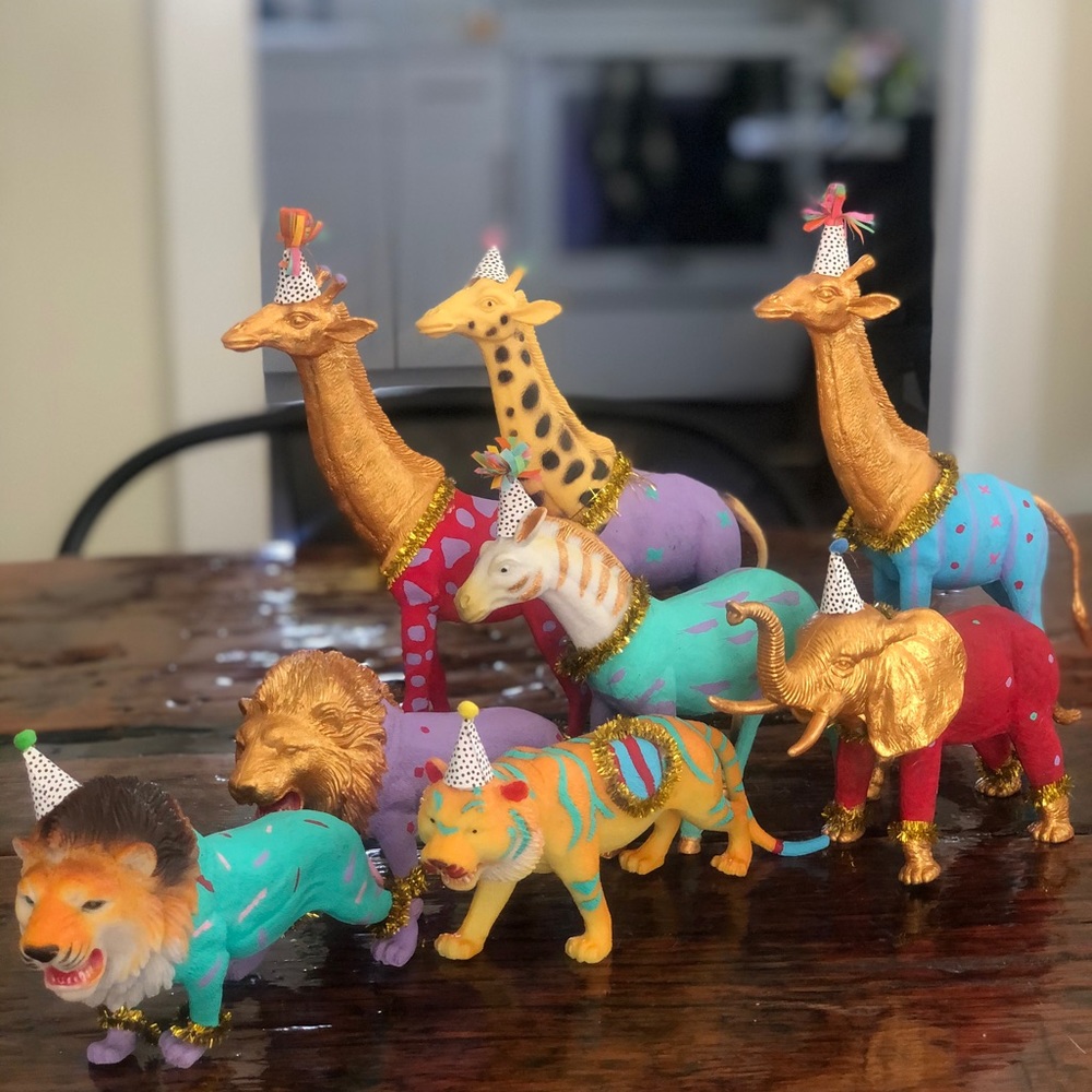 Party animal cake topper or bday decor figurines